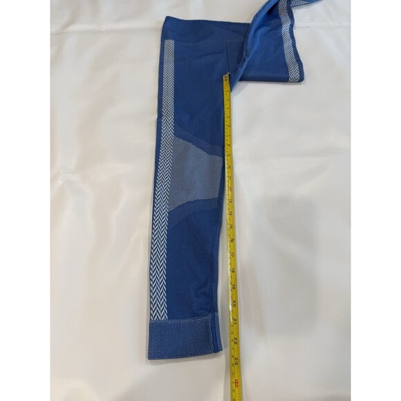 FABLETICS Sz M High Waisted Seamless Check Leggings Blue Women New a - Picture 4 of 4